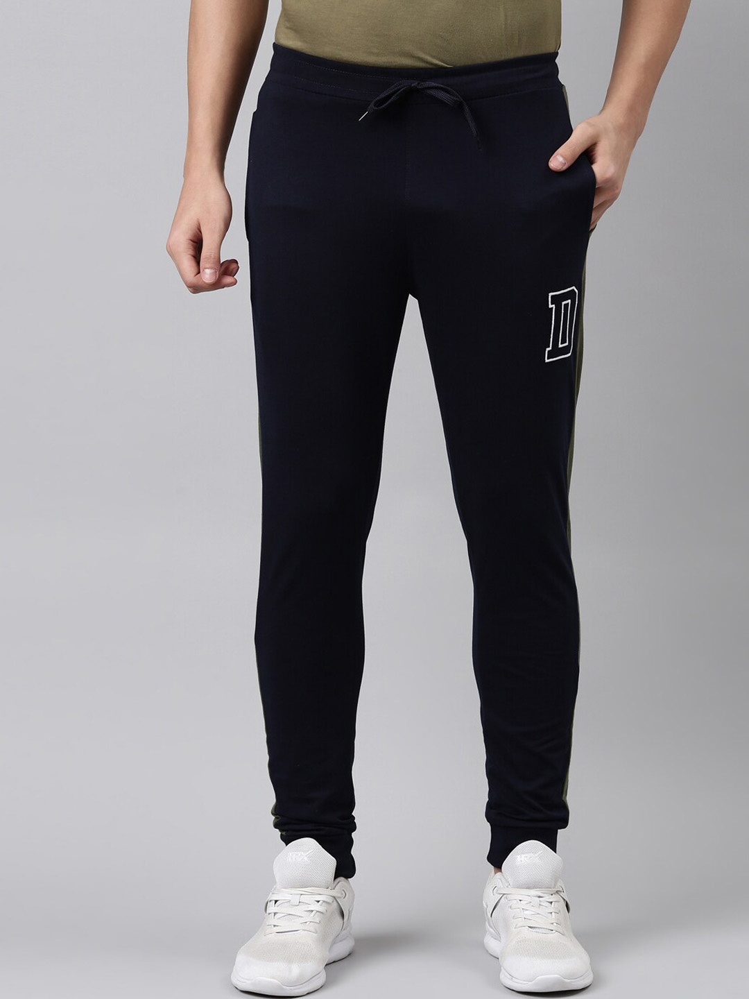 

DIXCY SCOTT Men Navy Blue Solid Cotton Joggers
