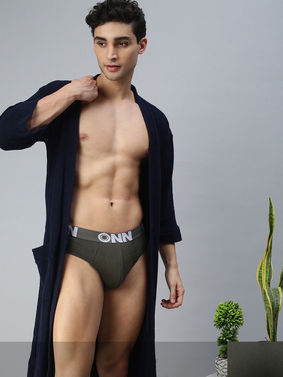 

ONN Men Pack Of 2 Solid Pure Cotton Basic Briefs, Grey