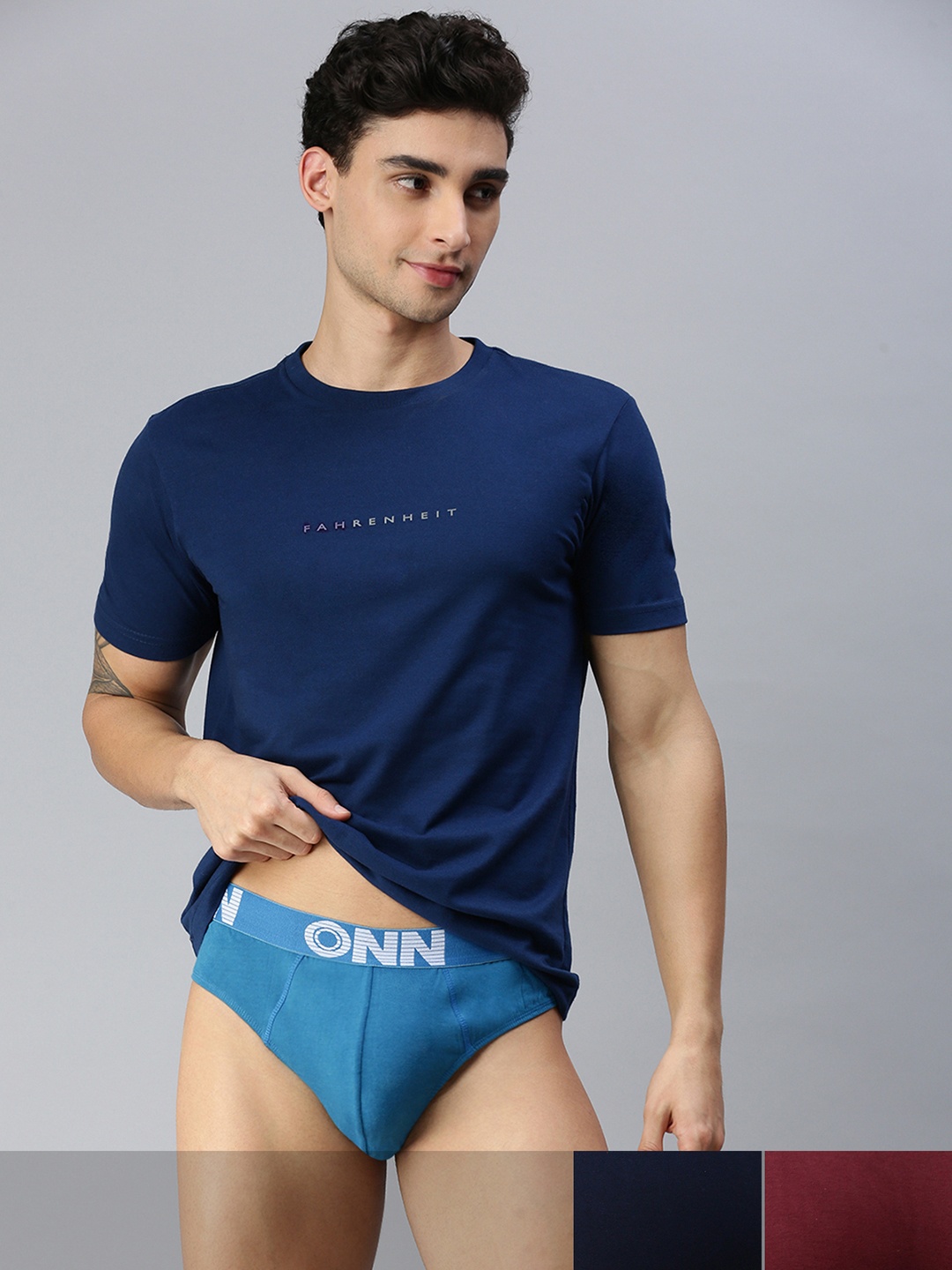 

ONN Men Pack Of 3 Solid Pure Cotton Basic Briefs, Maroon