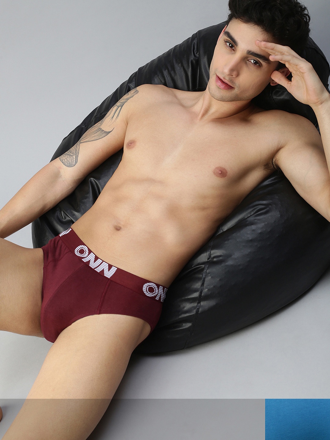 

ONN Men Maroon & Blue Pack of 2 Basic Briefs