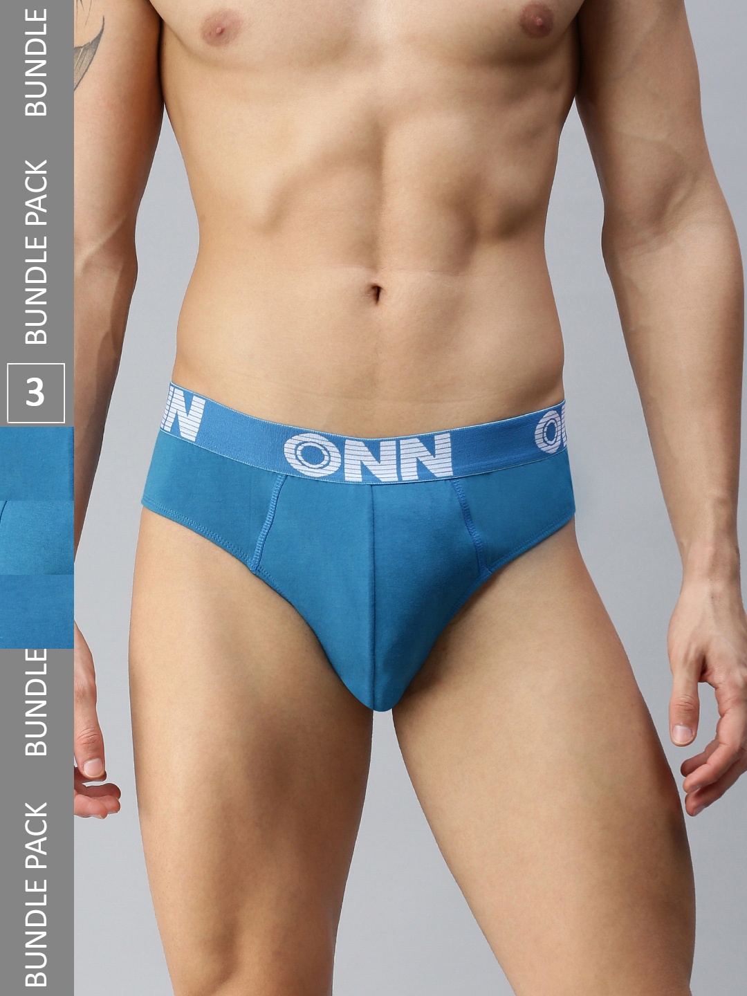 

ONN Men Pack Of 3 Blue Solid Briefs