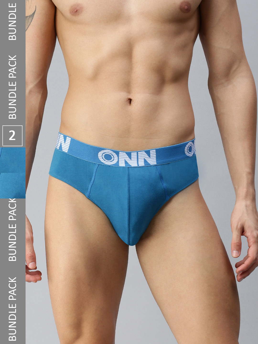 

ONN Men Pack of 2 Anti-Odour Pure Cotton Basic Briefs ONN_OR153_SBU_2PC, Blue