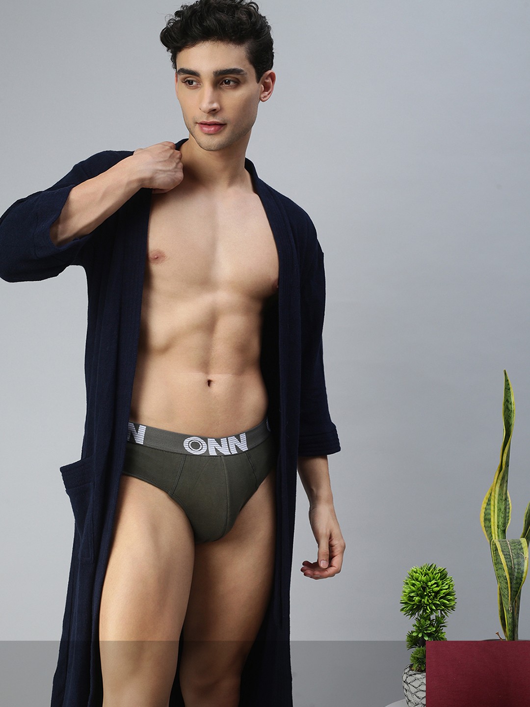 

ONN Men Pack Of 2 Solid Pure Cotton Basic Briefs, Maroon