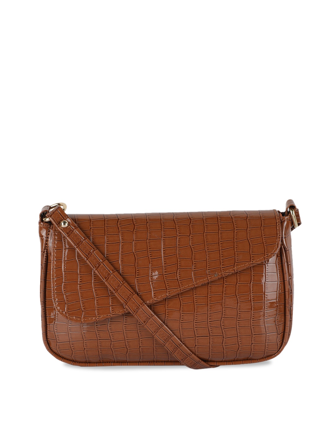 

ZEVORA Brown Textured PU Structured Sling Bag with Quilted
