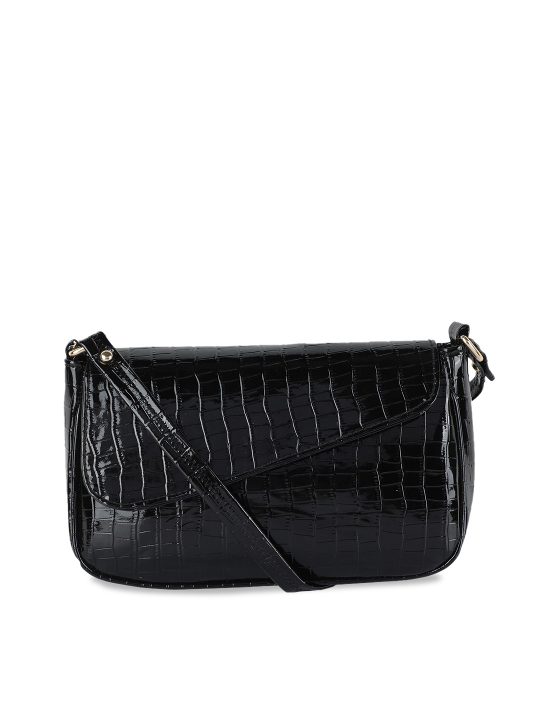 

ZEVORA Black Textured PU Structured Sling Bag with Tasselled