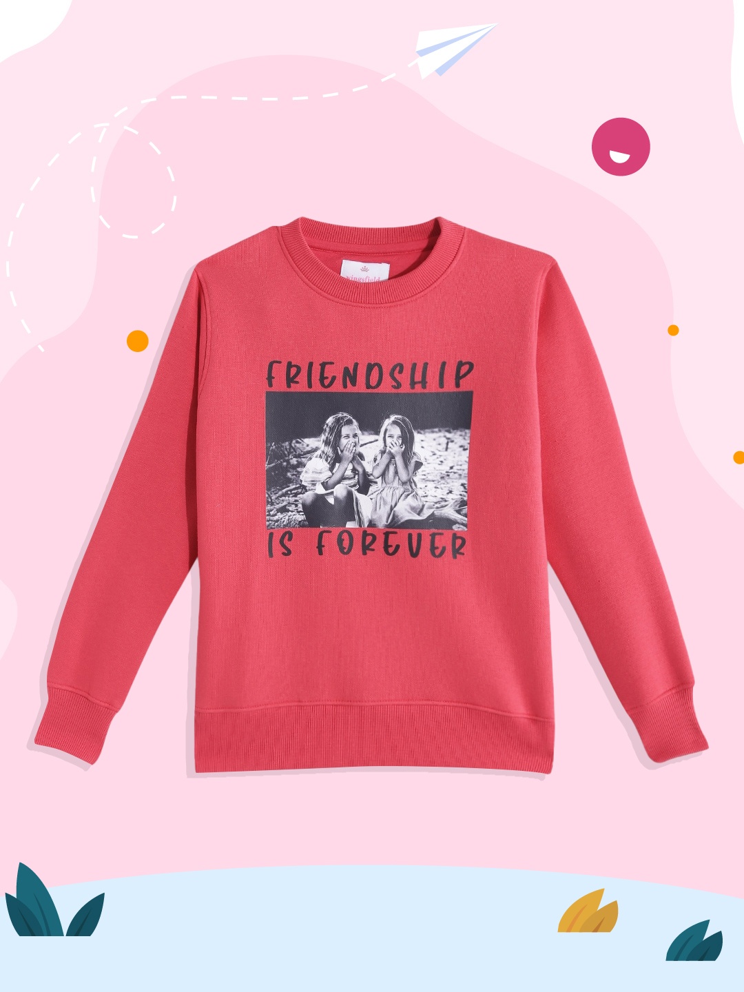 

Wingsfield Girls Red & Black Printed Sweatshirt
