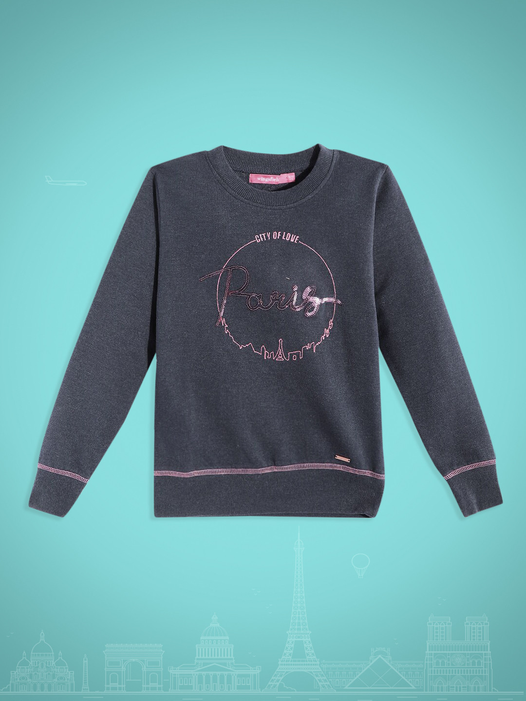 

Wingsfield Girls Navy Blue Embellished Sweatshirt