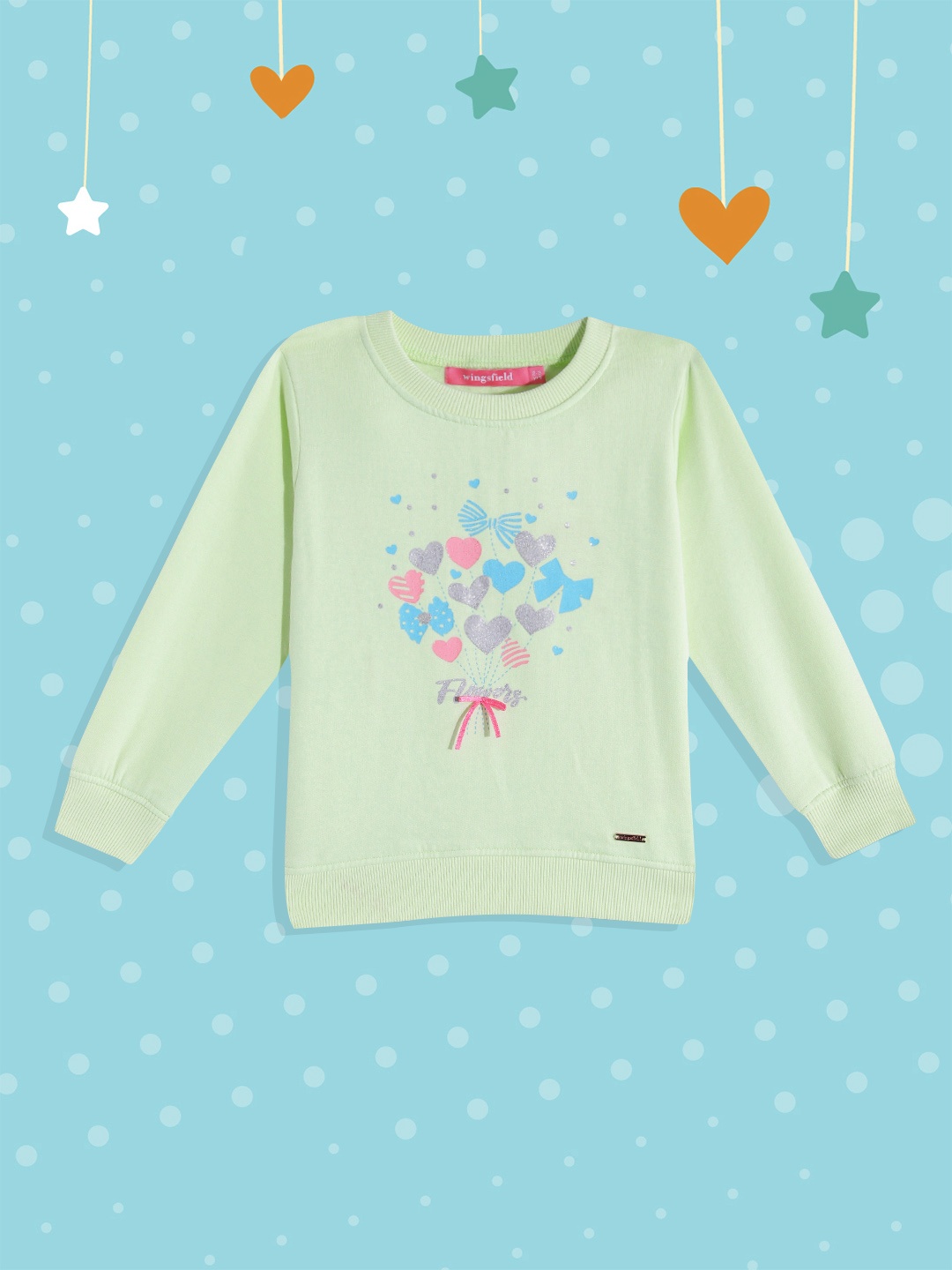 

Wingsfield Girls Lime Green Printed Sweatshirt