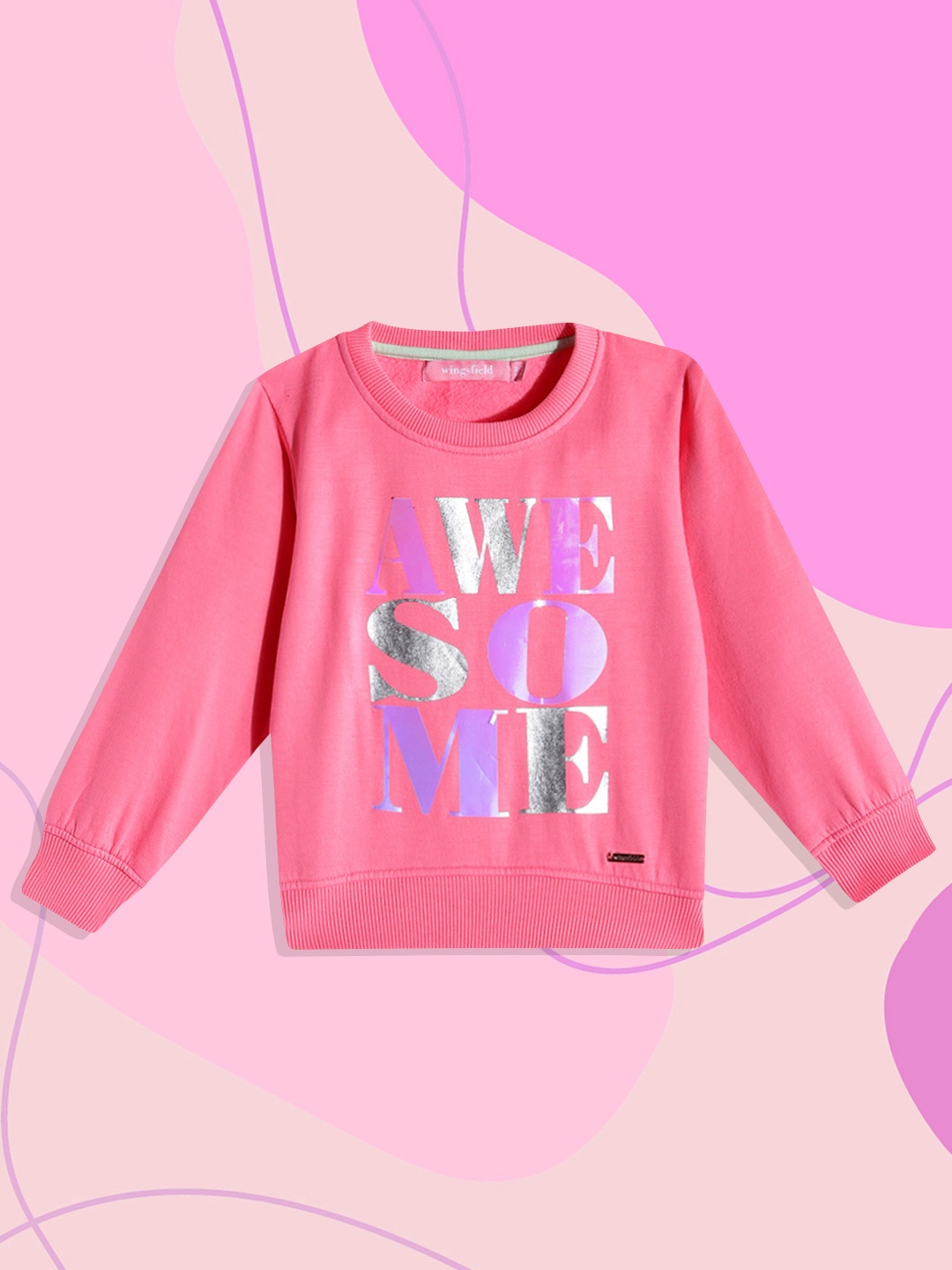 

Wingsfield Girls Pink Printed Sweatshirt