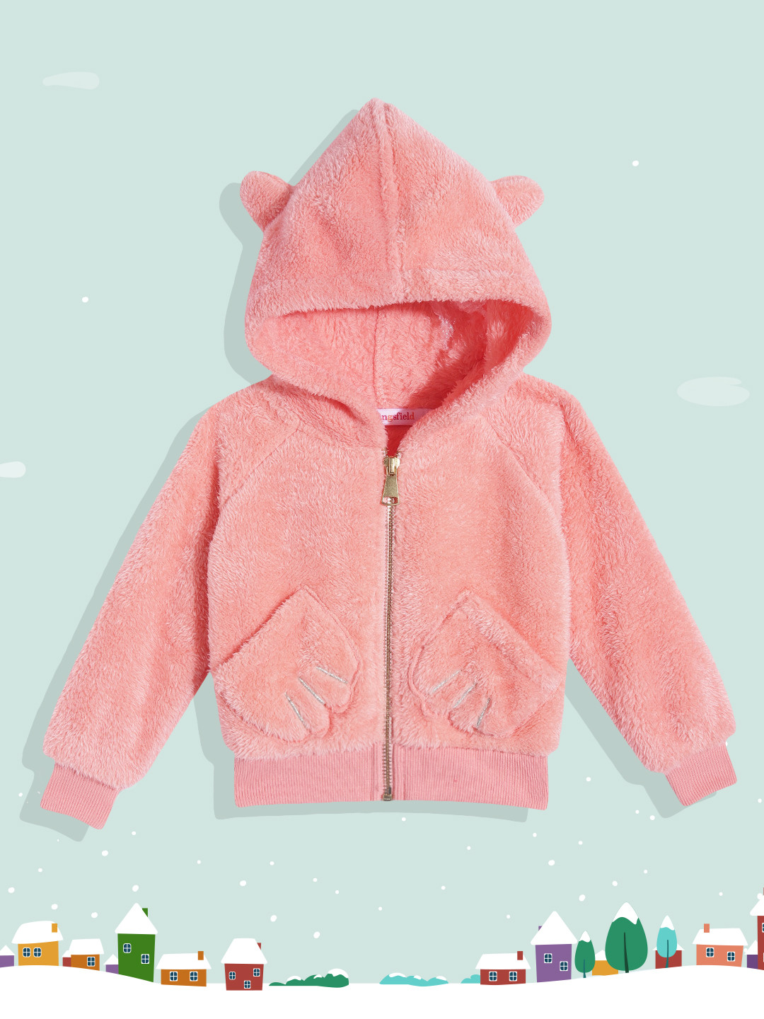 

Wingsfield Girls Peach-Coloured Hooded Sweatshirt