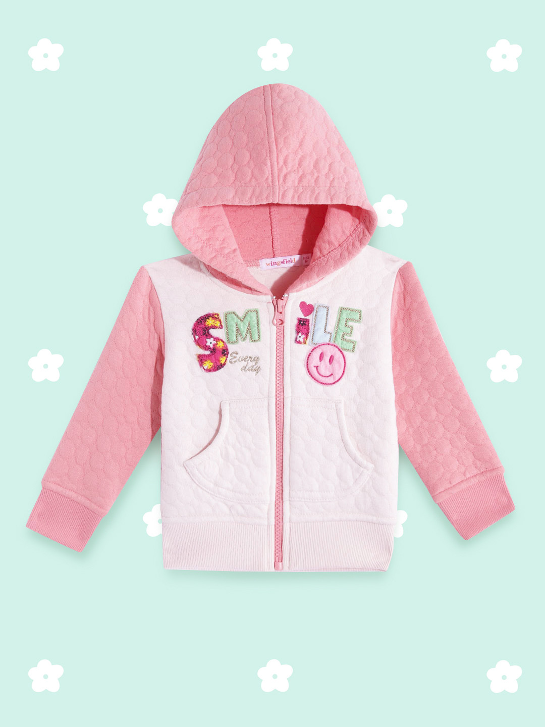 

Wingsfield Girls Pink Embroidered Hooded Sweatshirt