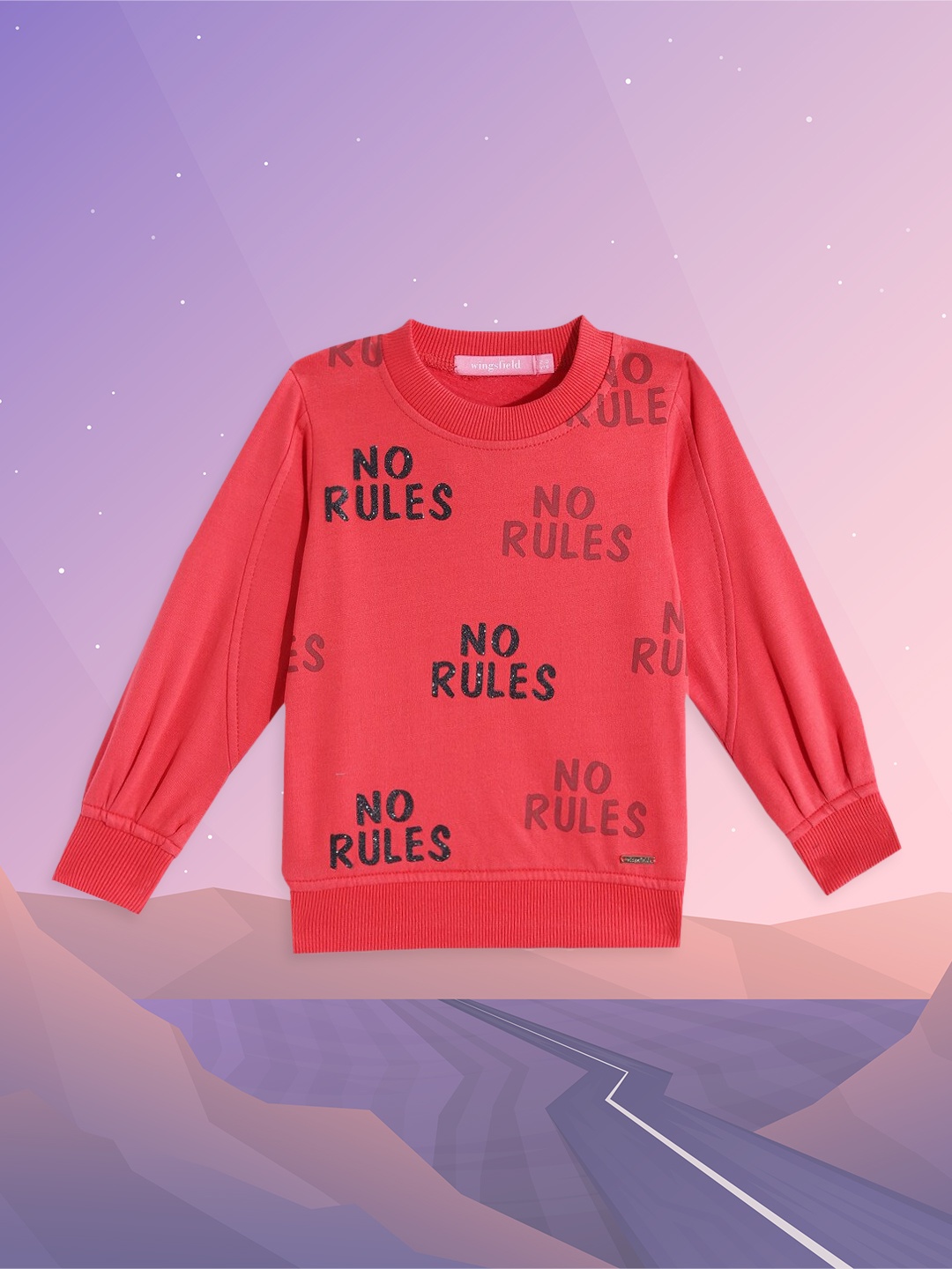 

Wingsfield Girls Red & Navy Blue Printed Sweatshirt