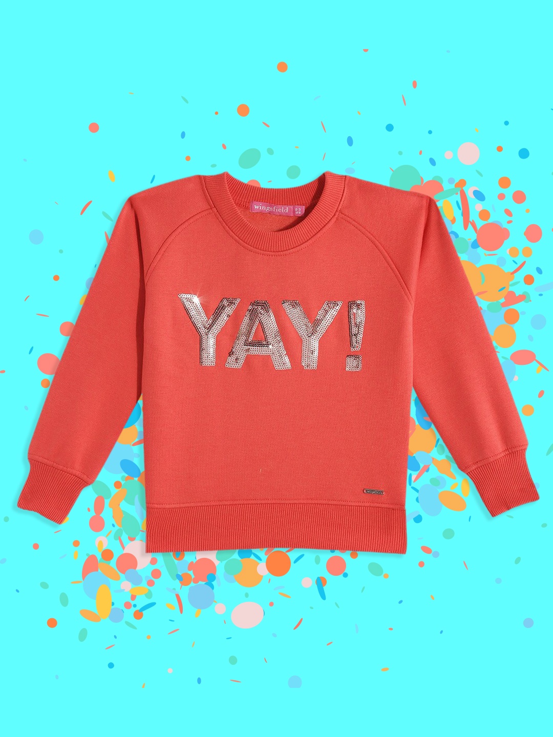 

Wingsfield Girls Red & Golden Embellished Sweatshirt