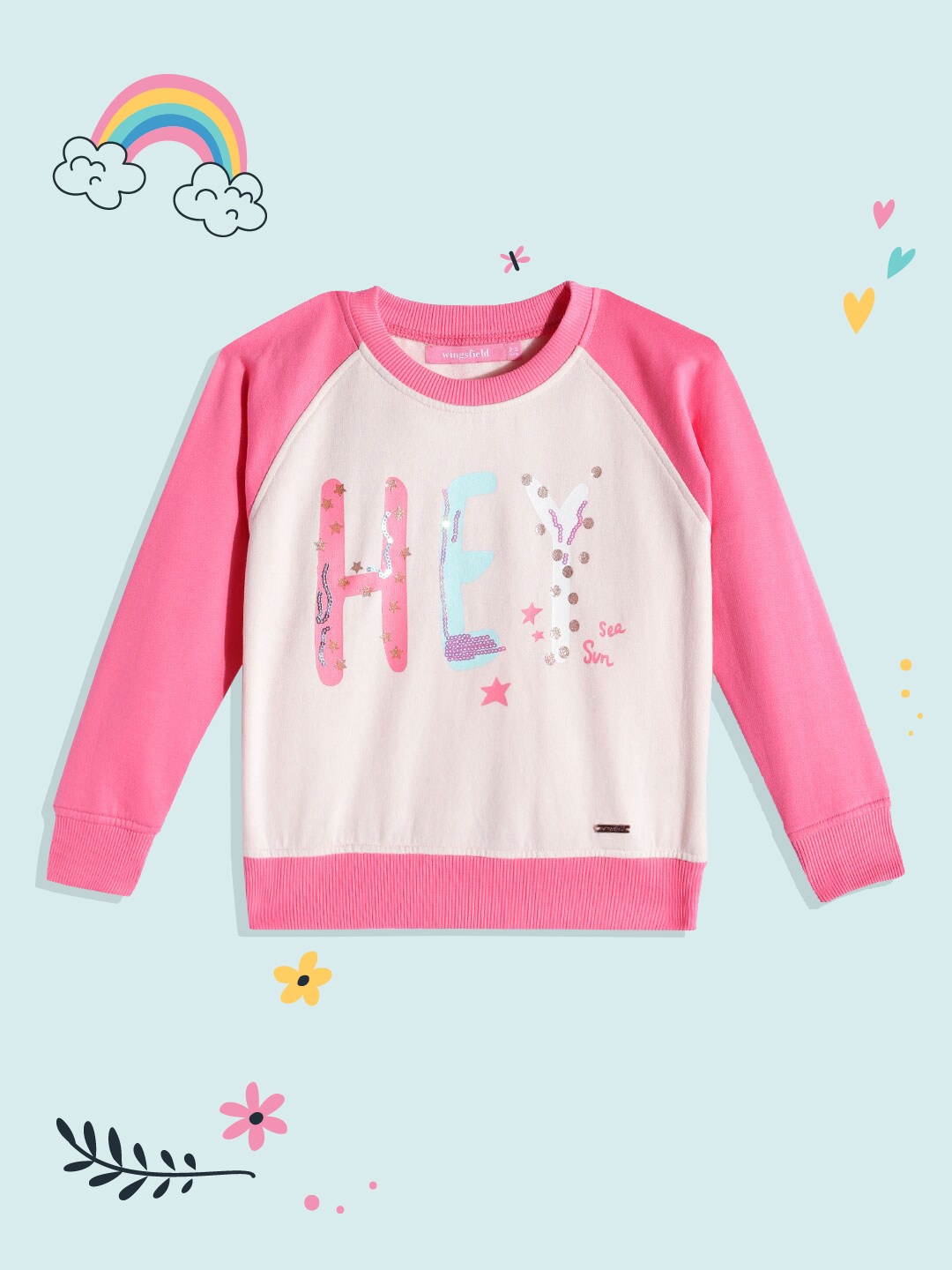 

Wingsfield Girls Pink Printed Sweatshirt