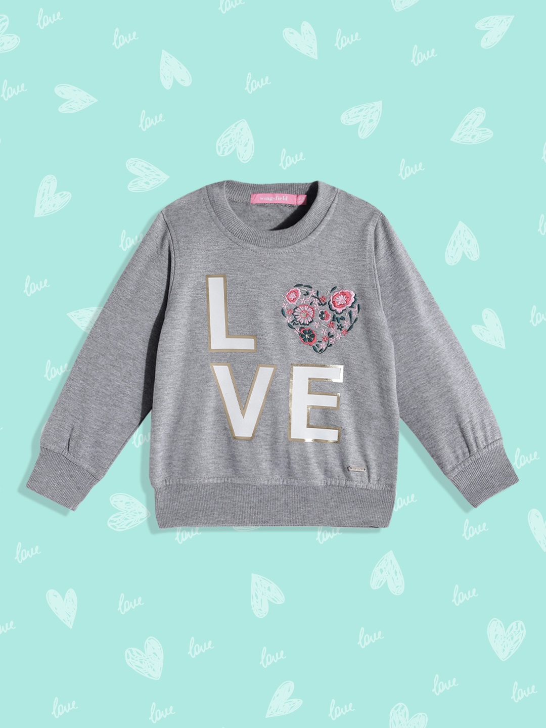 

Wingsfield Girls Charcoal Grey Printed Sweatshirt