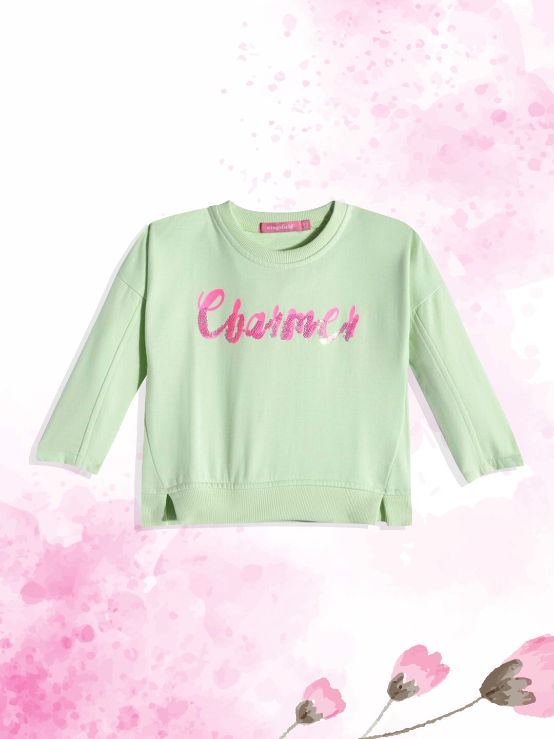 

Wingsfield Girls Green Printed Sweatshirt