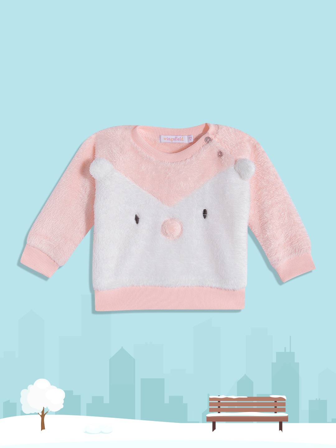 

Wingsfield Girls Peach-Coloured Embroidered Sweatshirt
