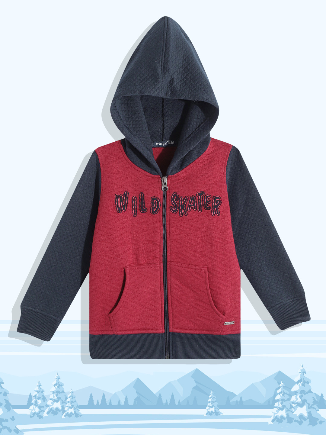 

Wingsfield Boys Maroon Embroidered Hooded Sweatshirt