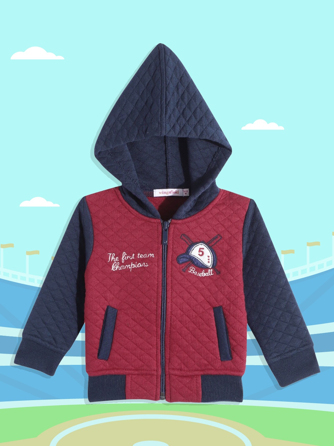 

Wingsfield Boys Maroon Embroidered Hooded Sweatshirt