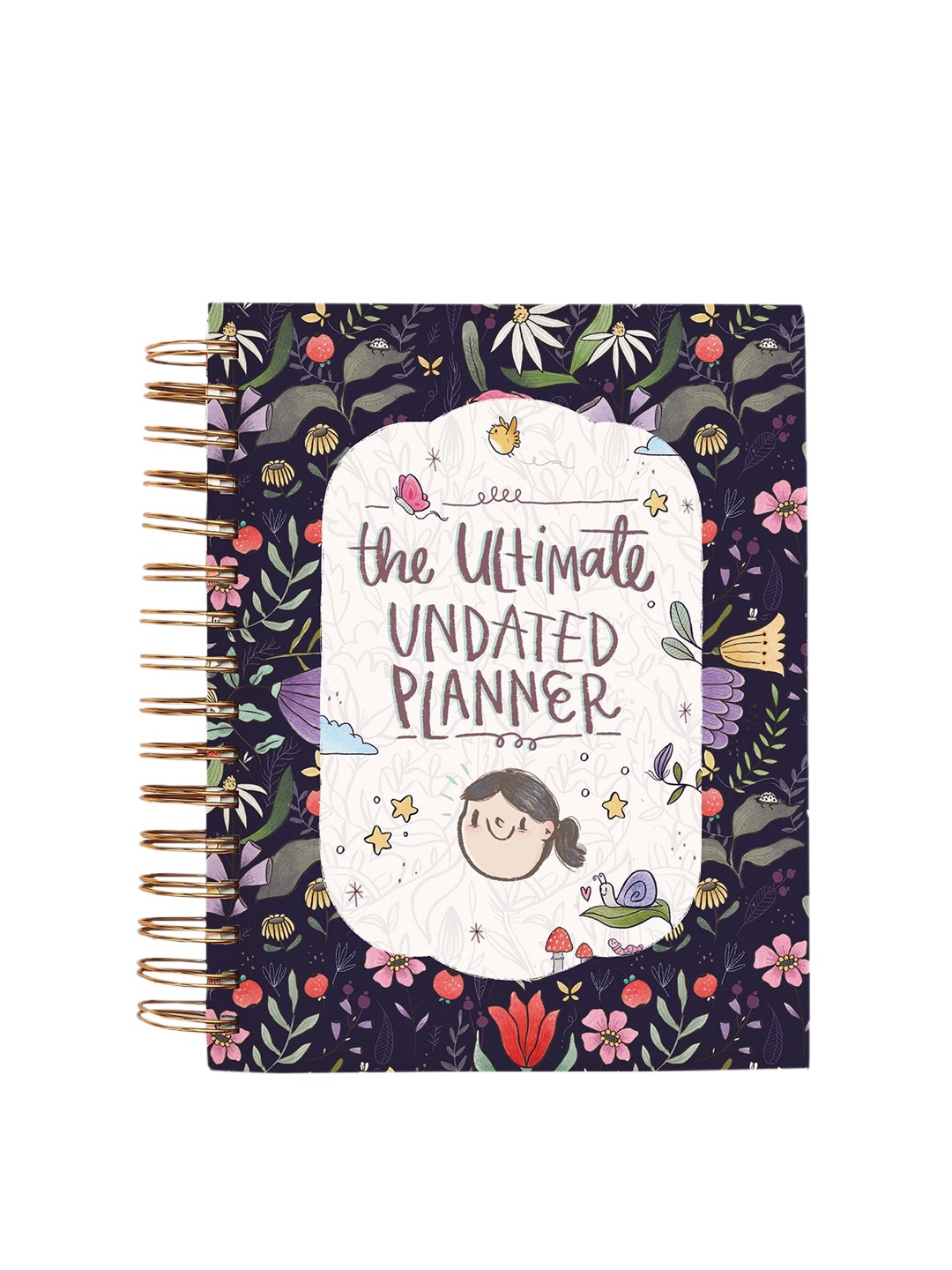 

Alicia Souza Navy-Blue & Purple Floral Printed Ultimate Undated Planner