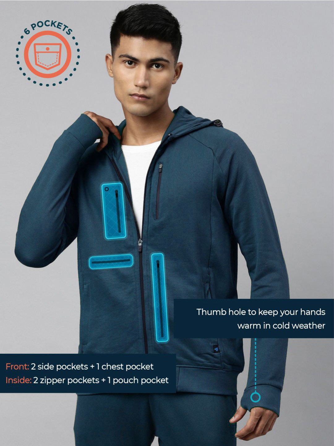 

Kosha Men Teal Blue Organic Cotton Solid Tracksuit