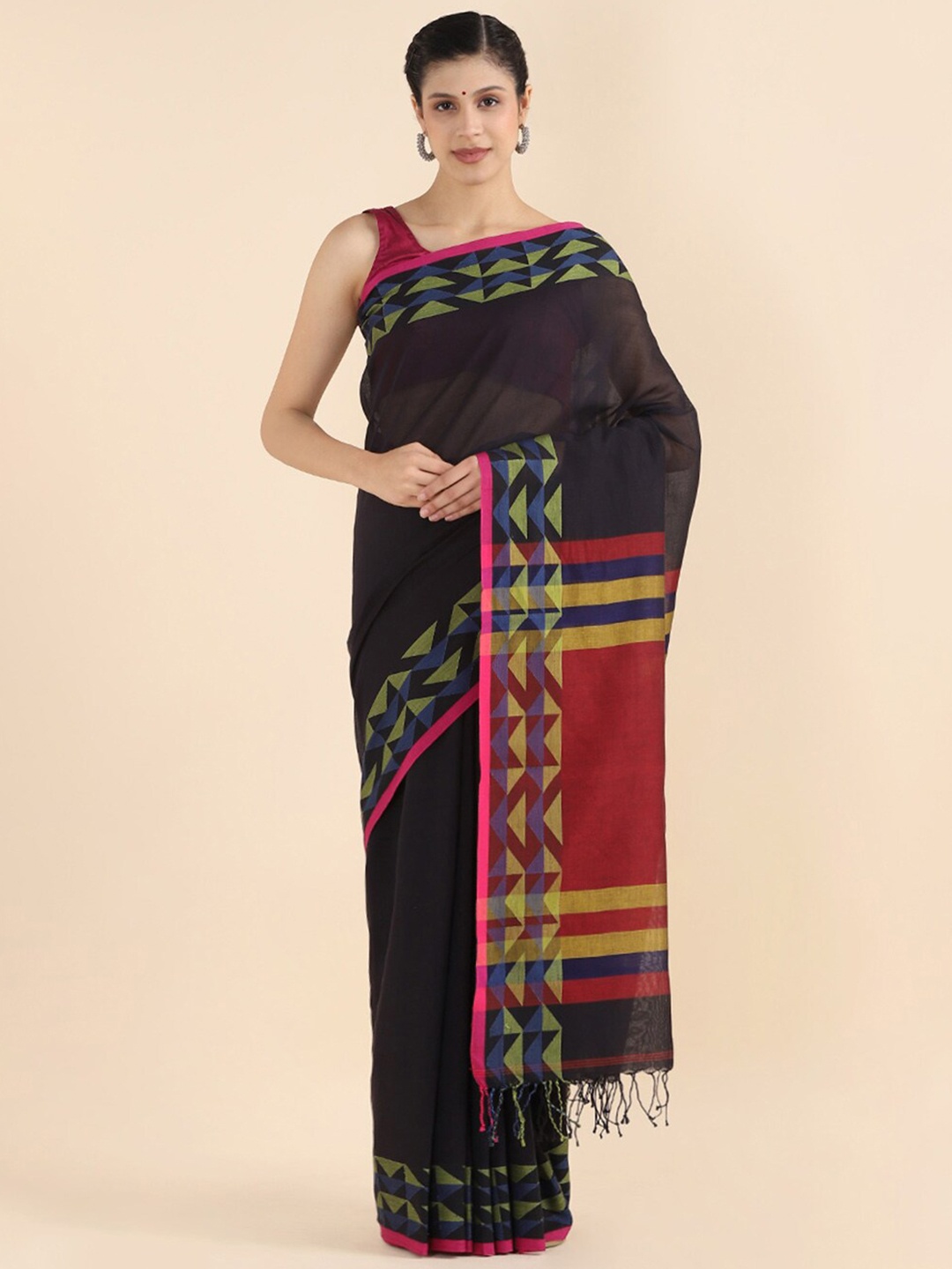 

Taneira Black & Blue Pure Cotton Saree