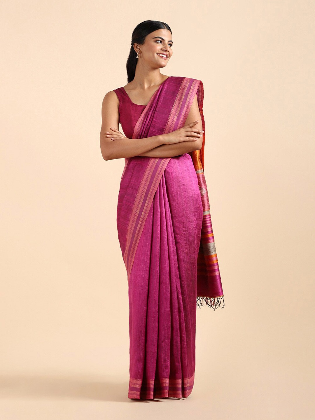 

Taneira Purple Pure Silk Bhagalpuri Saree