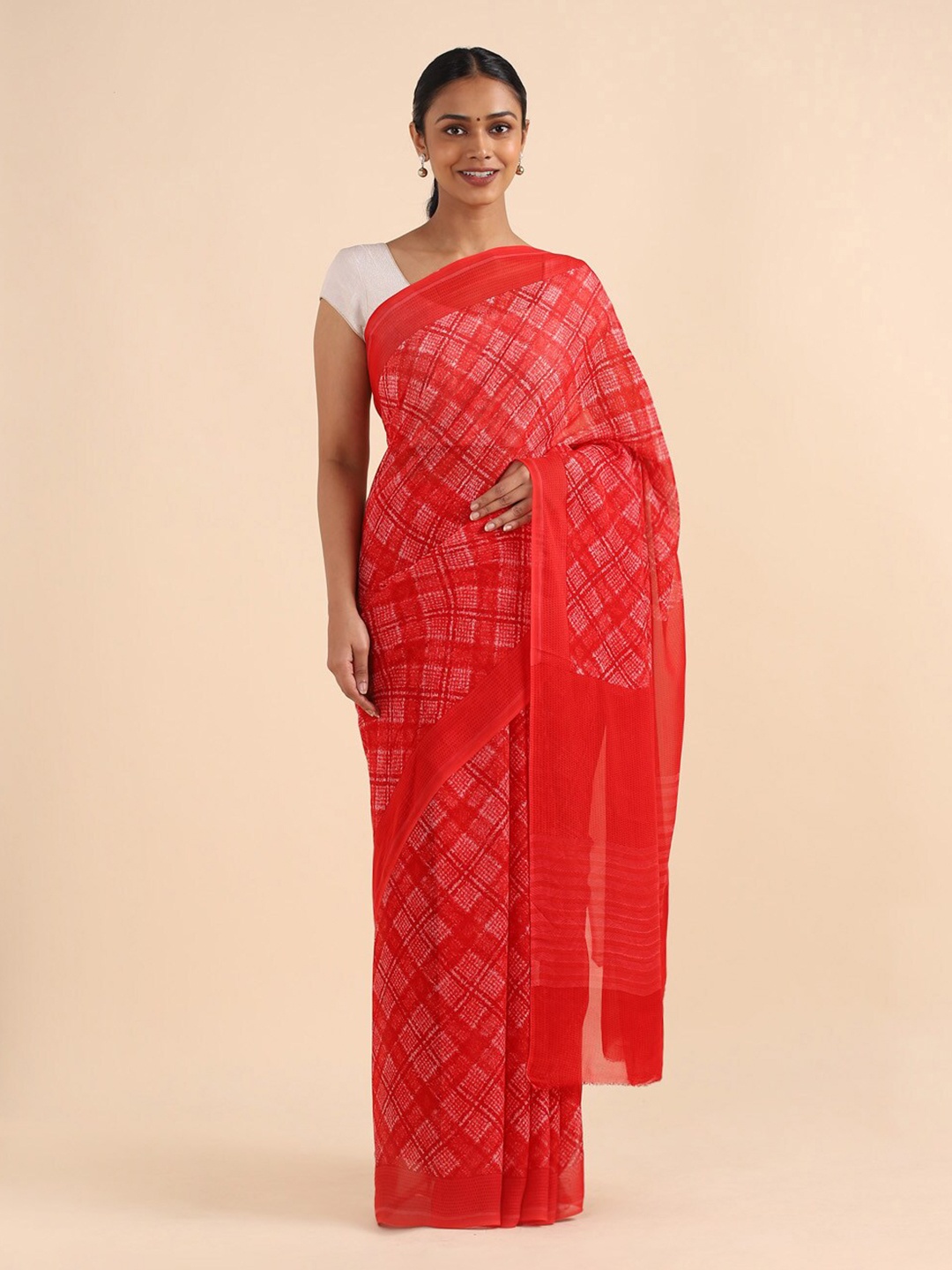 

Taneira Red Pure Georgette Saree