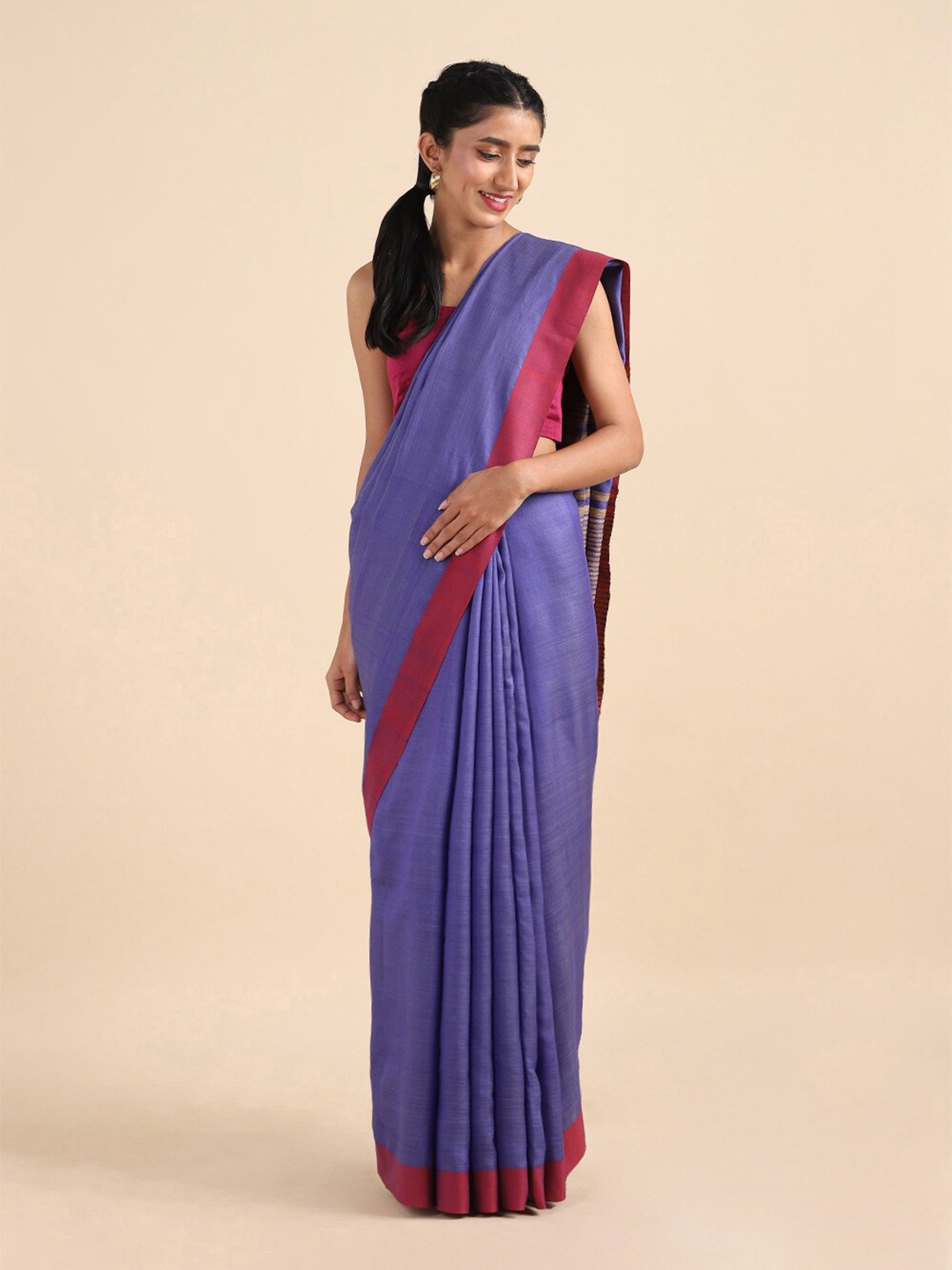 

Taneira Blue & Pink Silk Blend Bhagalpuri Saree