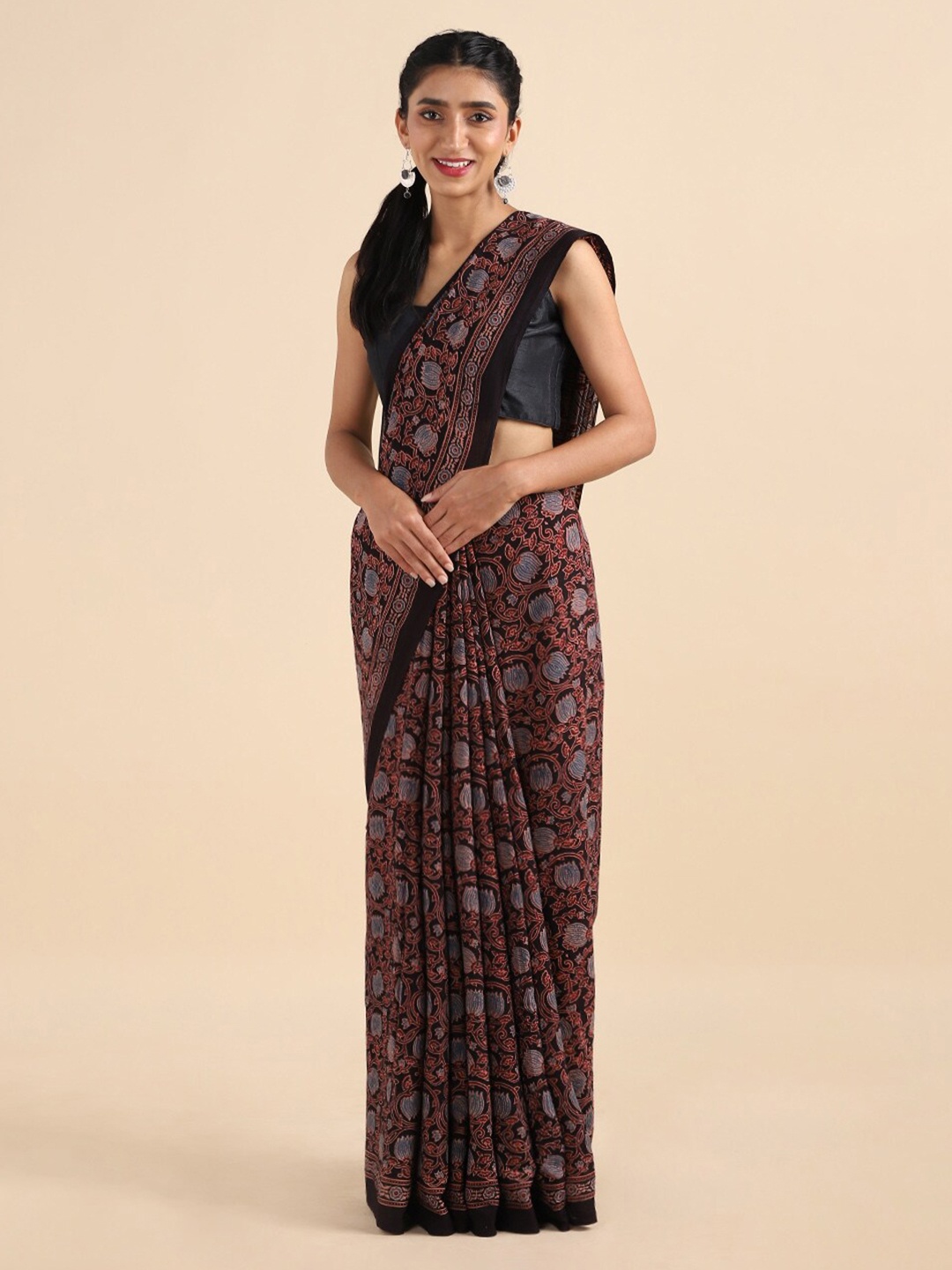 

Taneira Black & Red Pure Cotton Saree