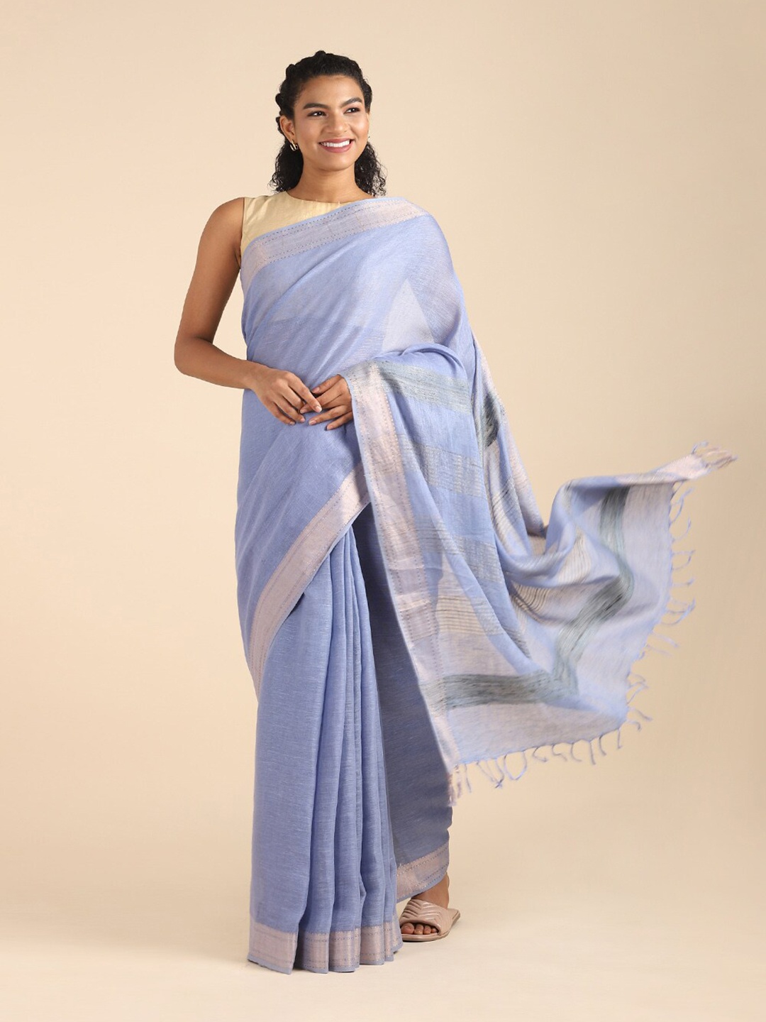 

Taneira Blue Zari Bhagalpuri Saree