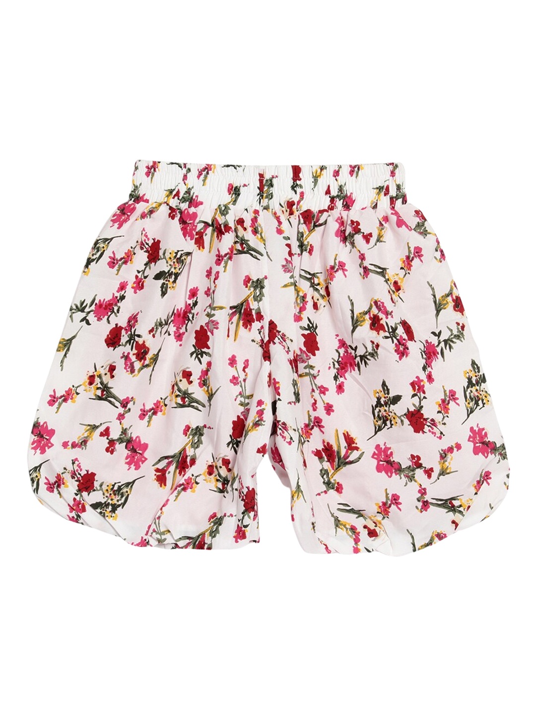 SWEET ANGEL Girls Floral Printed Loose Fit Shorts, White
