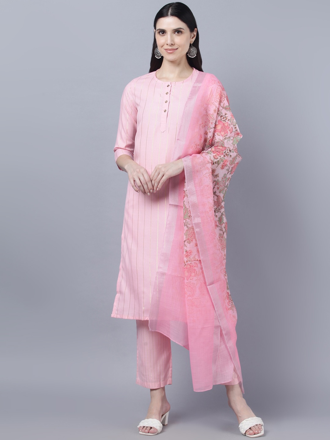 

Myshka Women Pink Pure Cotton Kurta with Trousers