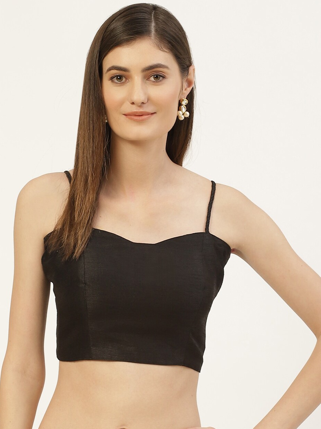 

Studio Shringaar Black Solid Padded Saree Blouse