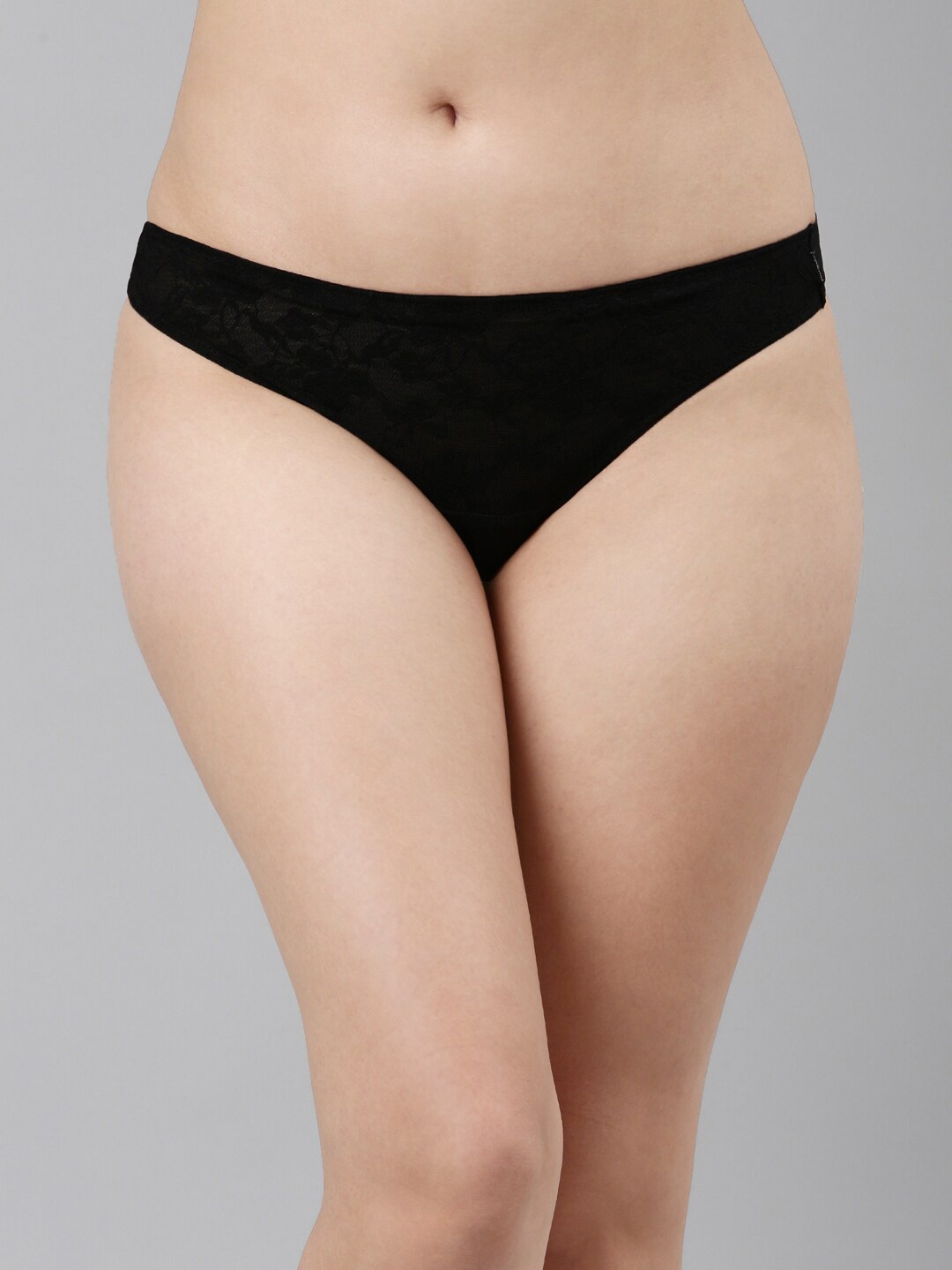 

Enamor Women Black Solid Thong Briefs