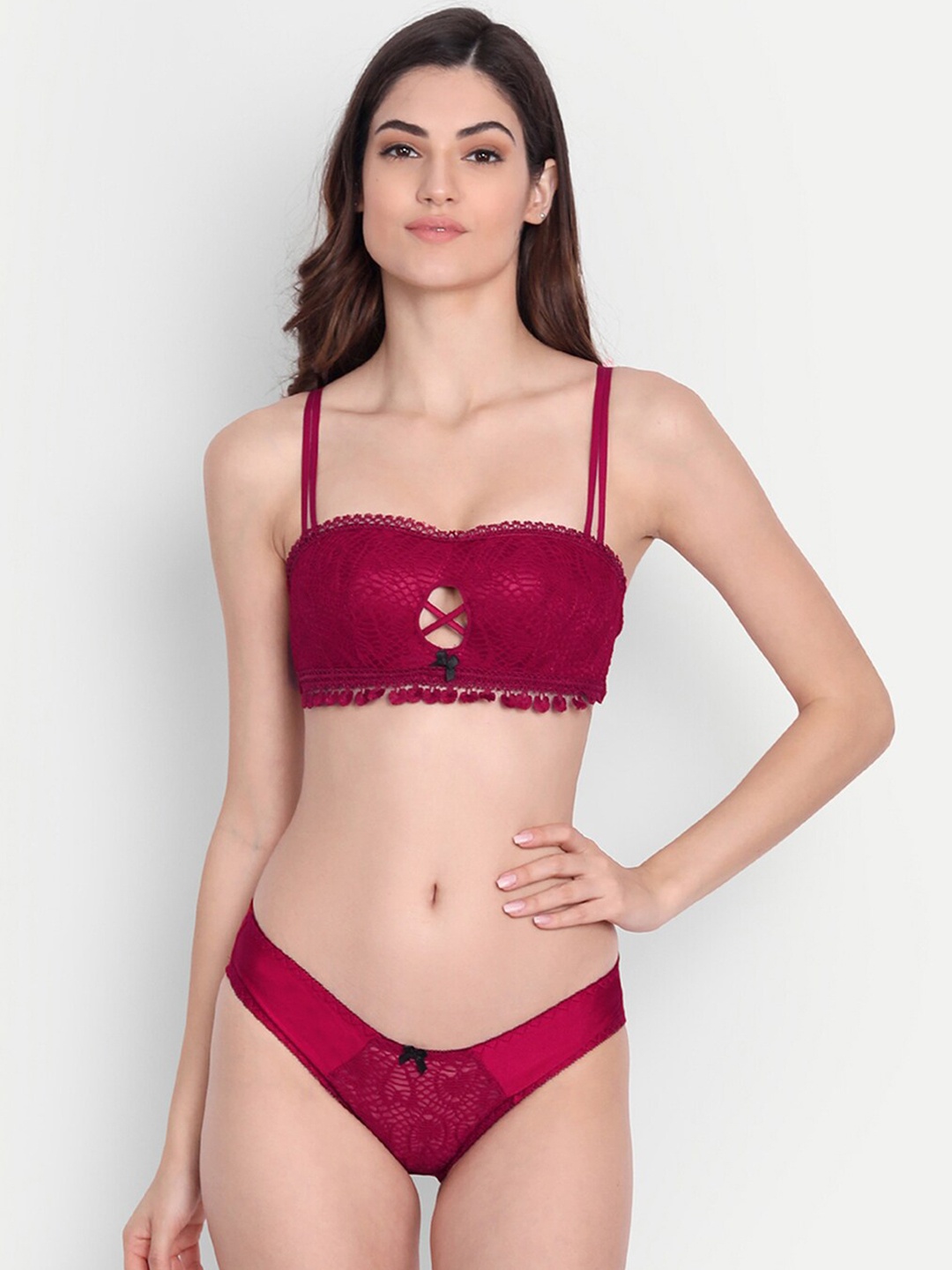 

DEALSEVEN FASHION Women Pink Self-Designed Lingerie Set