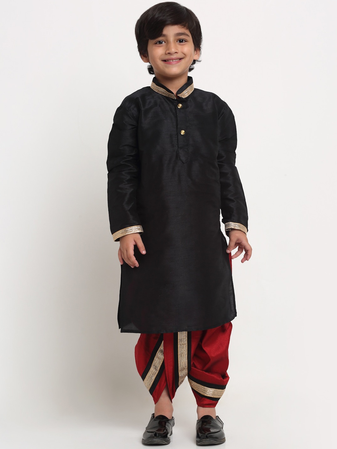 

Benstoke Boys Black Gotta Patti Kurta with Dhoti Pants