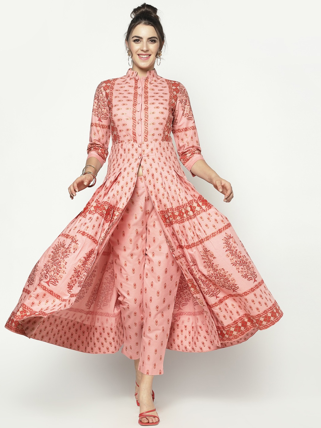 

Sera Women Pink Geometric Printed Flared Sleeves Anarkali Kurta