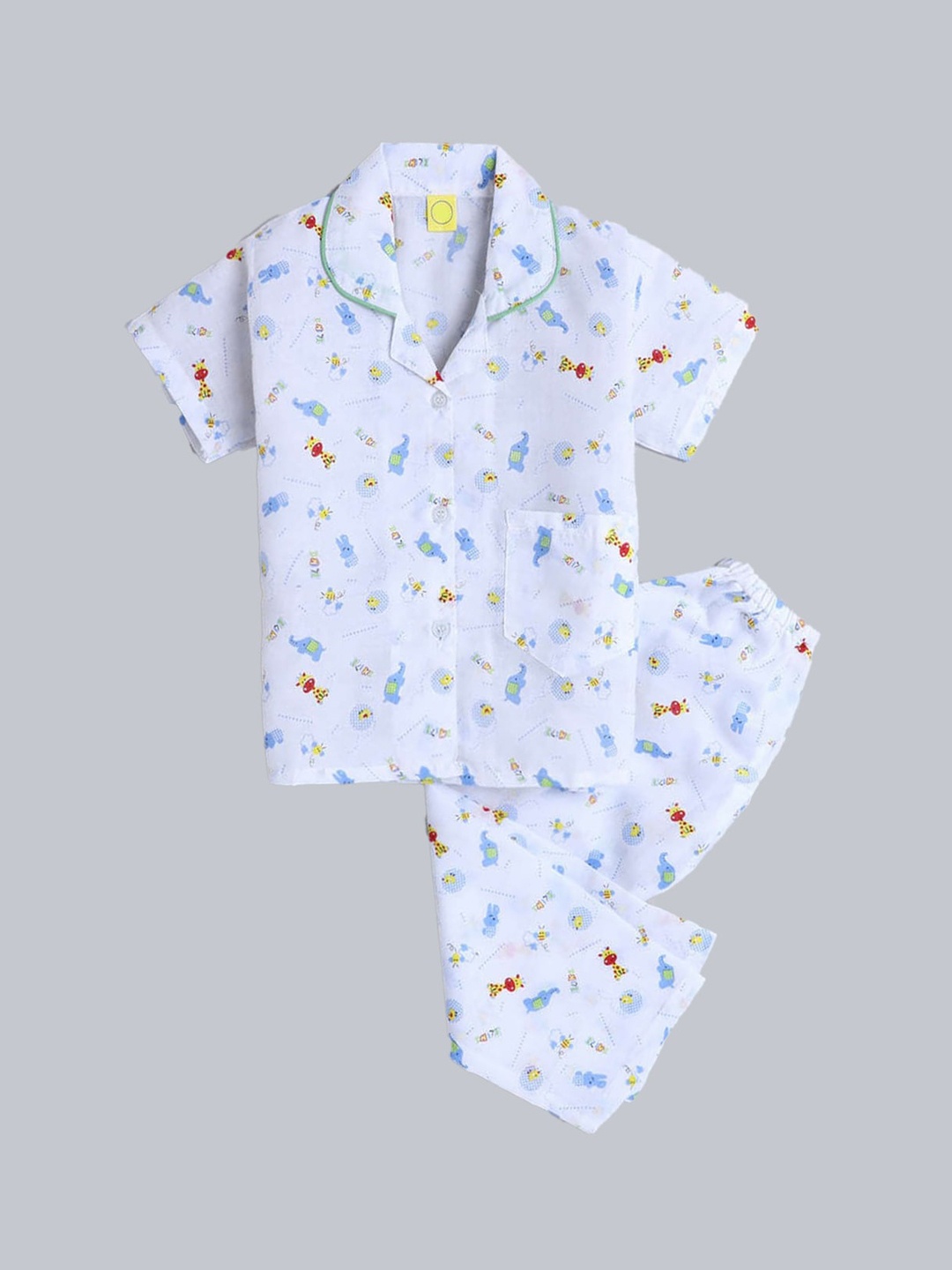 

The Magic Wand Unisex Kids Blue & White Printed Night suit
