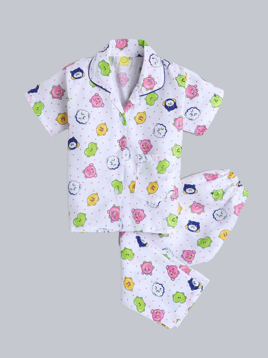 

The Magic Wand Unisex Kids White & Pink Printed Night suit