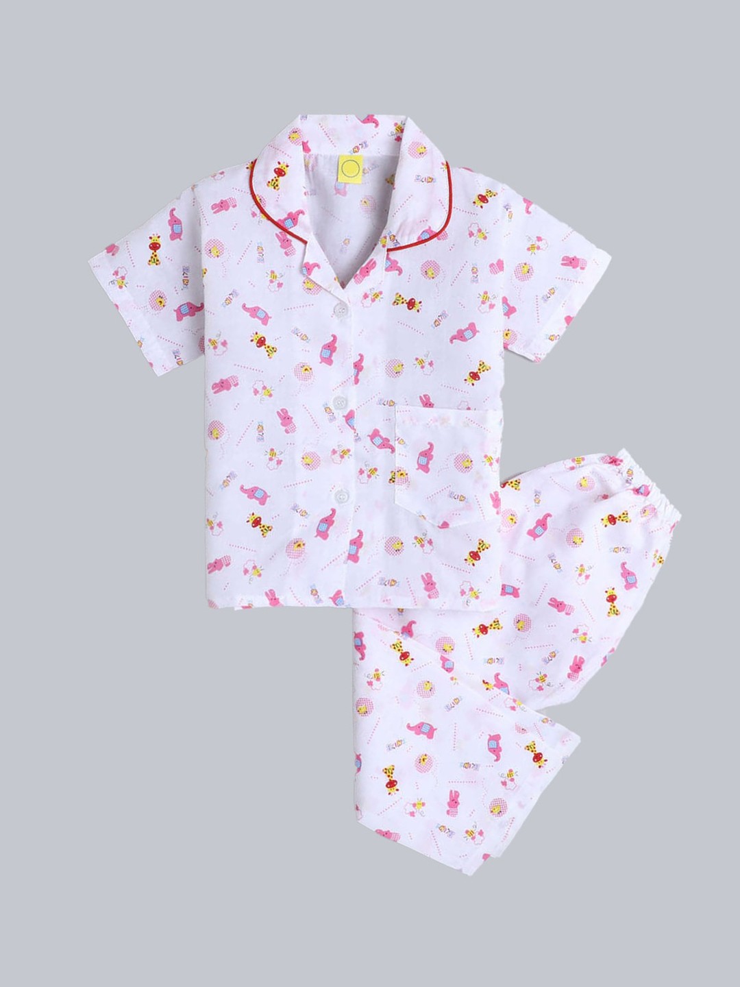

The Magic Wand Unisex Kids Pink & Yellow Printed Night suit