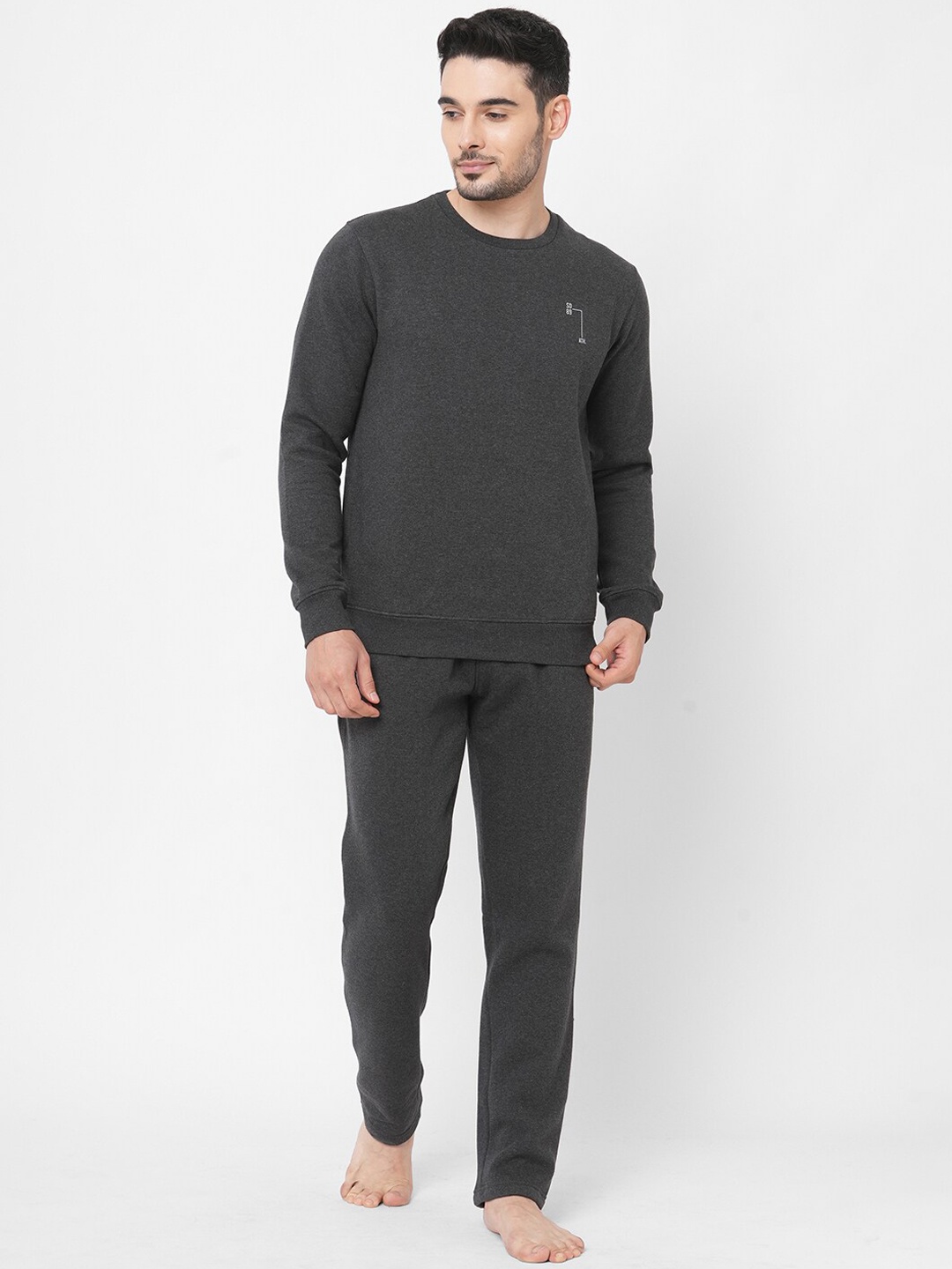 

Sweet Dreams Men Charcoal-Coloured Solid Tracksuits