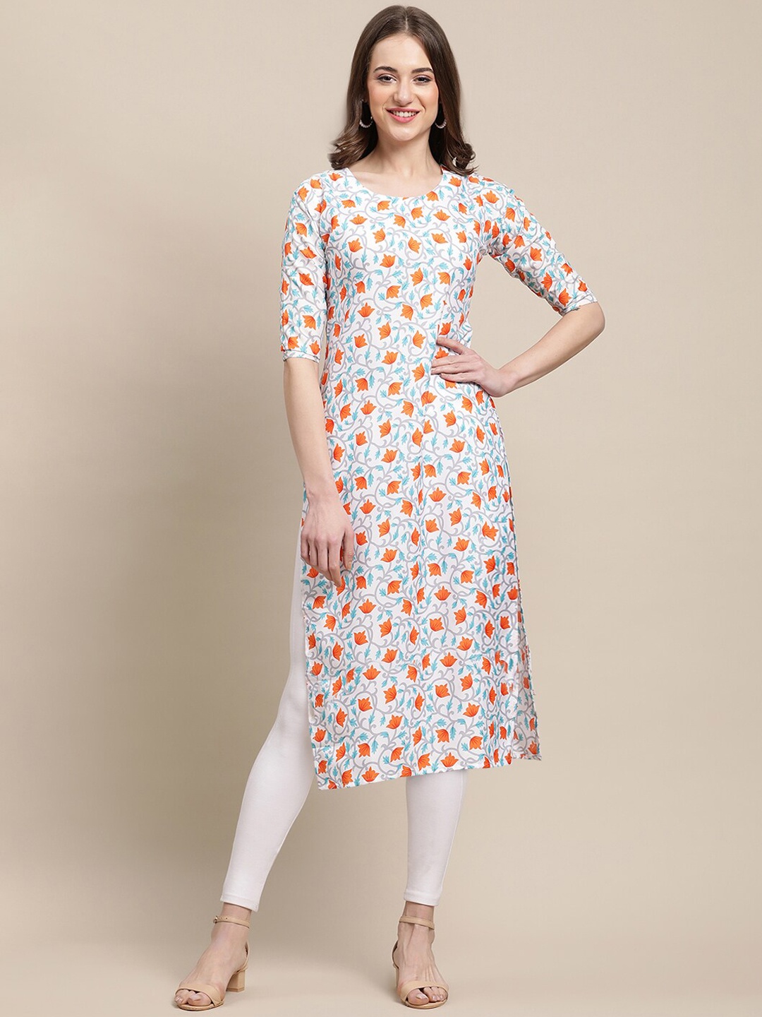 

7Threads Women Multicoloured Block Print Crepe Kurta, Multi