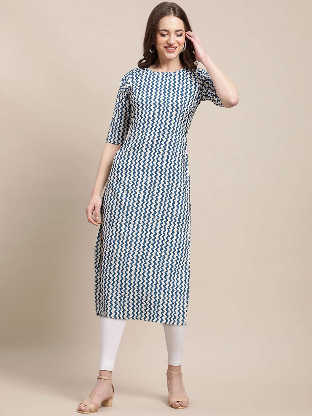 

7Threads Women Multicoloured Floral Printed Block Print Crepe Kurta, Multi