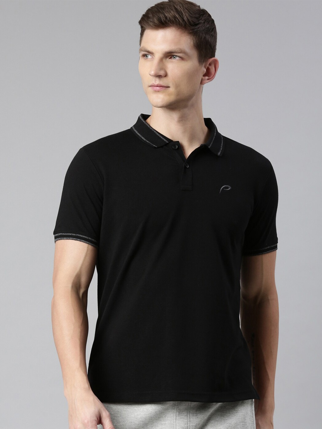 

Proline Active Men Black Polo Collar T-shirt
