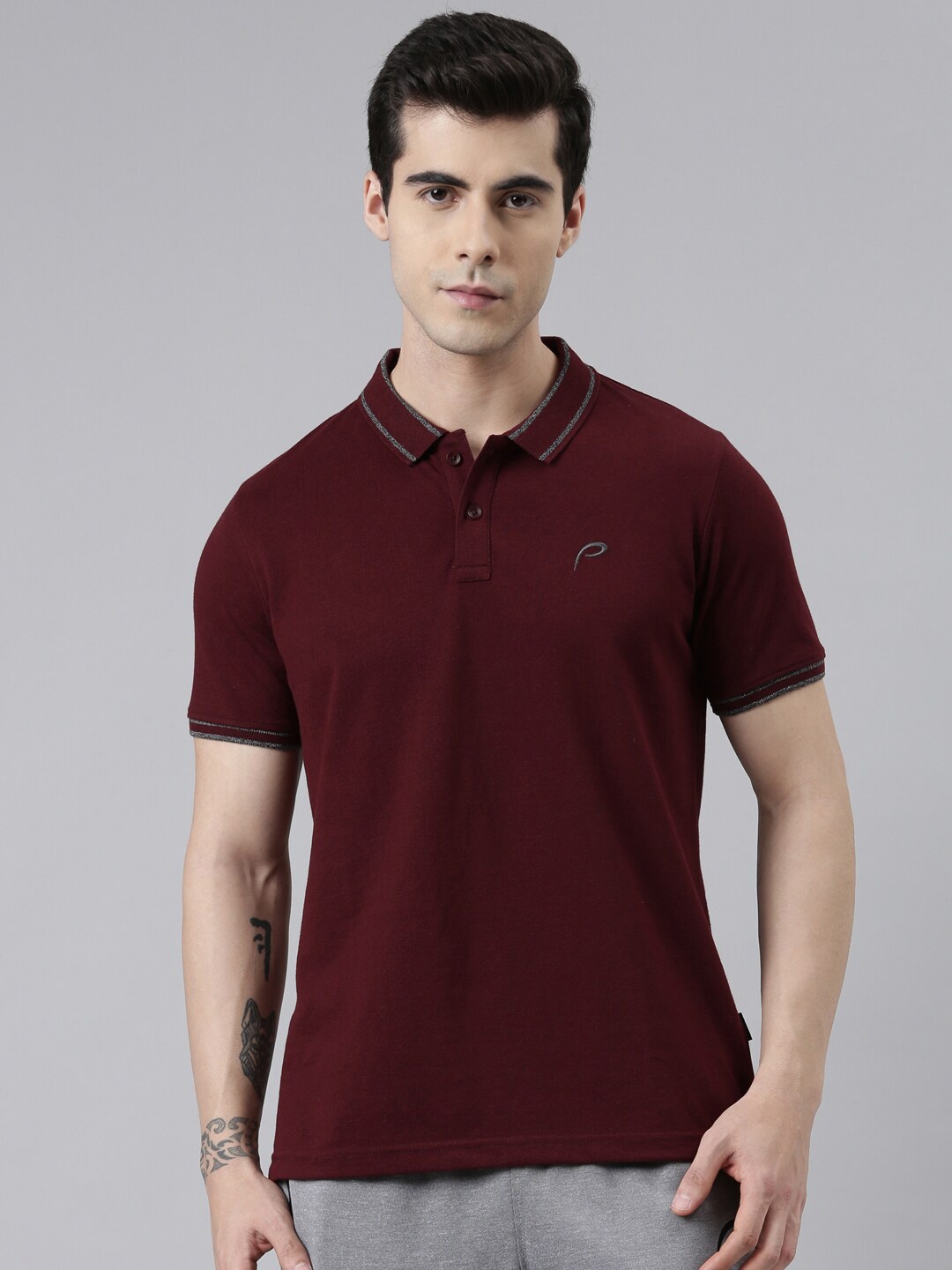 

Proline Active Men Maroon Brand Logo Polo Collar T-shirt