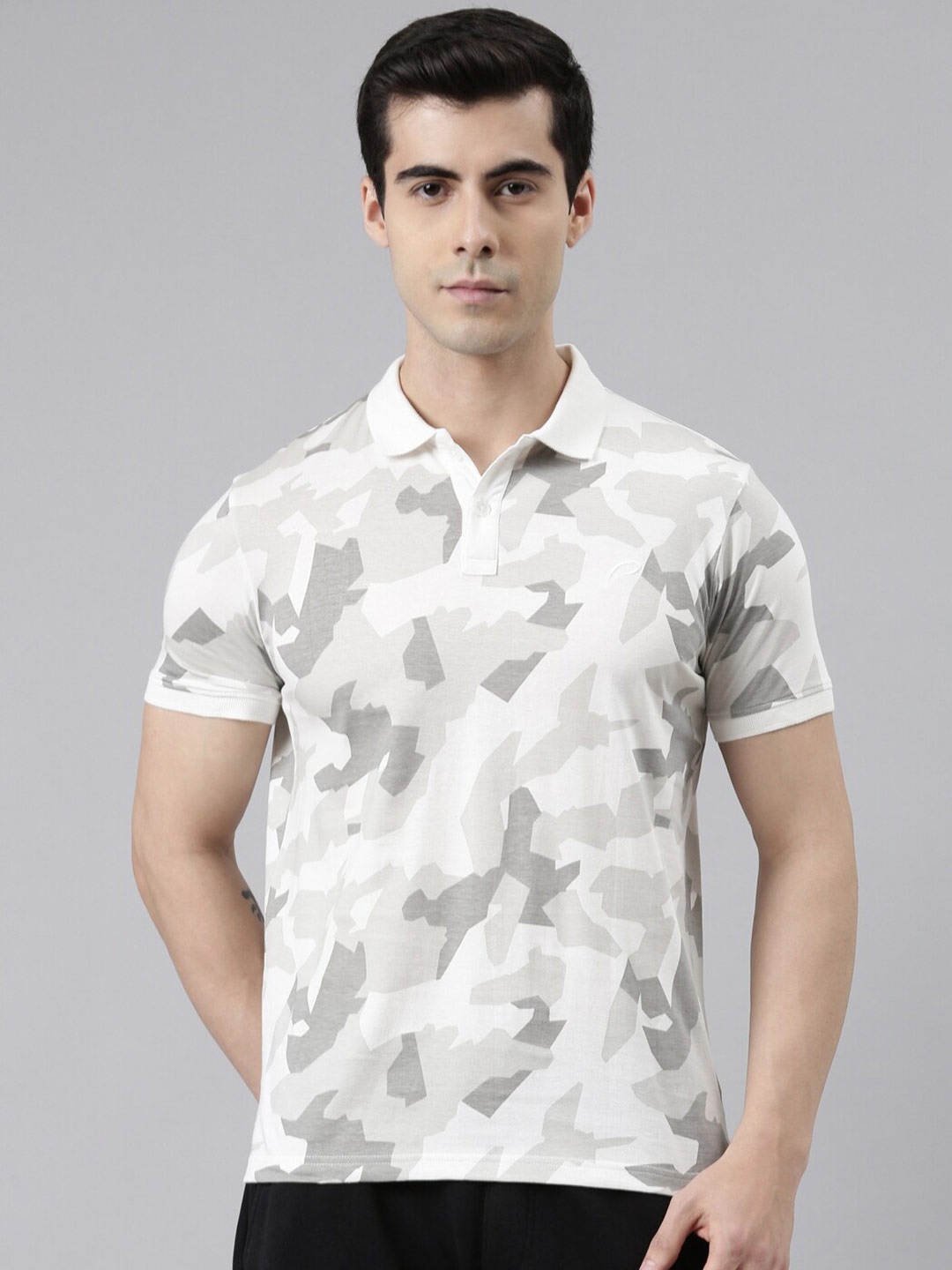 

Proline Active Men Off White Printed Polo Collar T-shirt