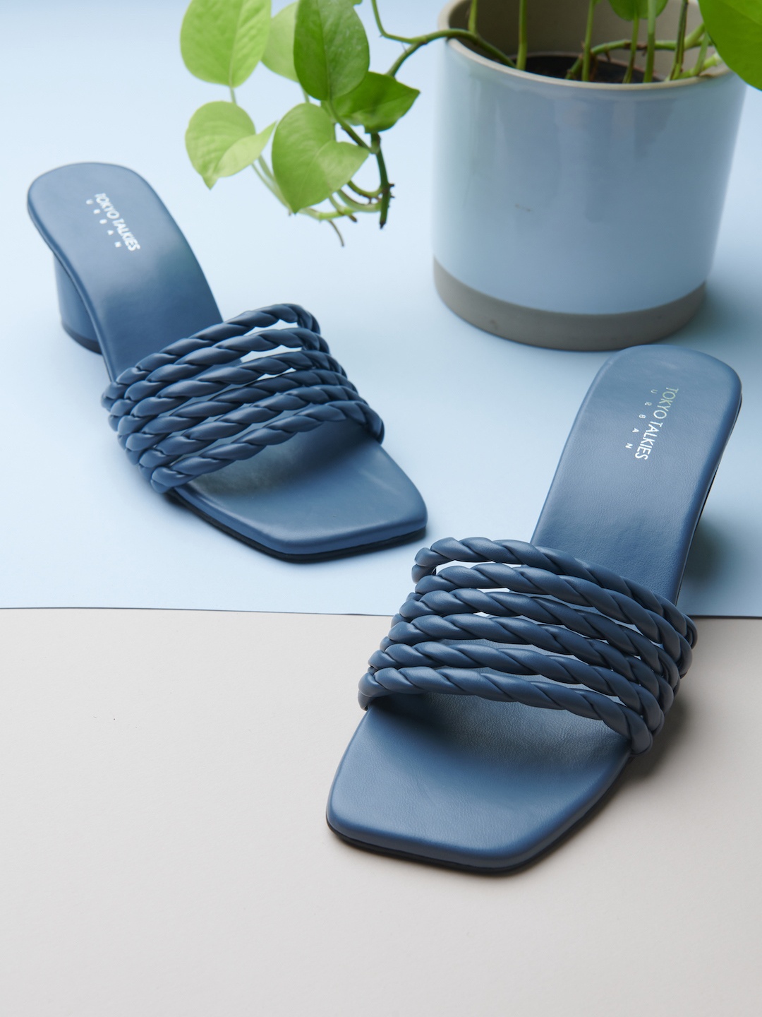 

Tokyo Talkies Blue PU Block Sandals