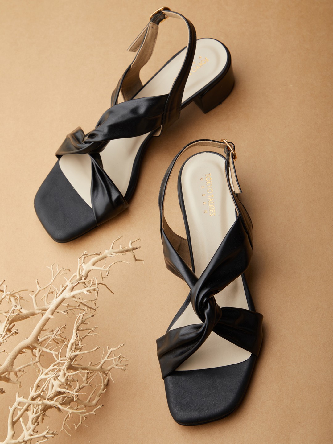 

Tokyo Talkies Black PU Block Sandals