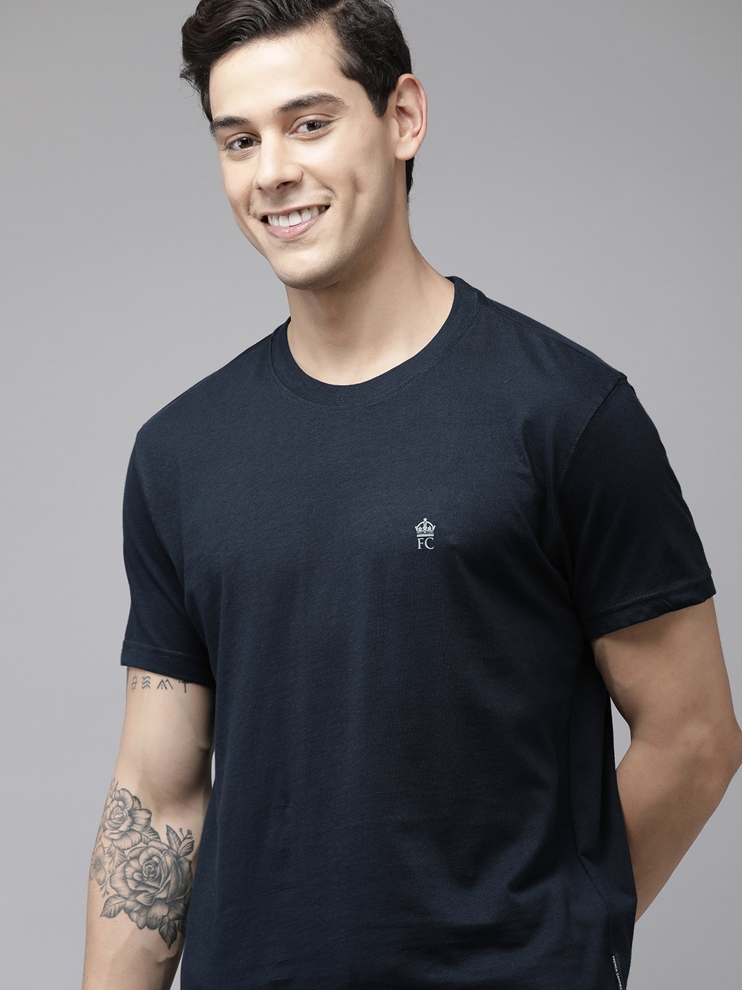 

FCUK Men Navy Blue Solid Lounge T-shirt